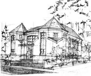 line art picture of the shul